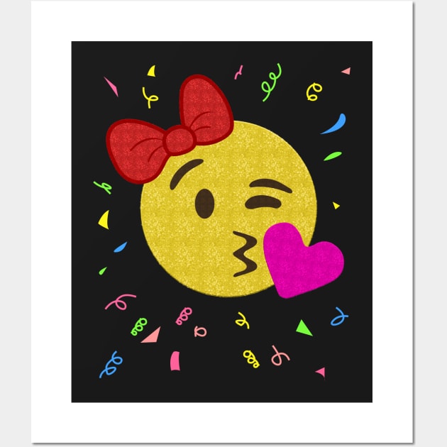 Emoji Birthday Shirt - Girl Heart Kiss Wall Art by Xeire